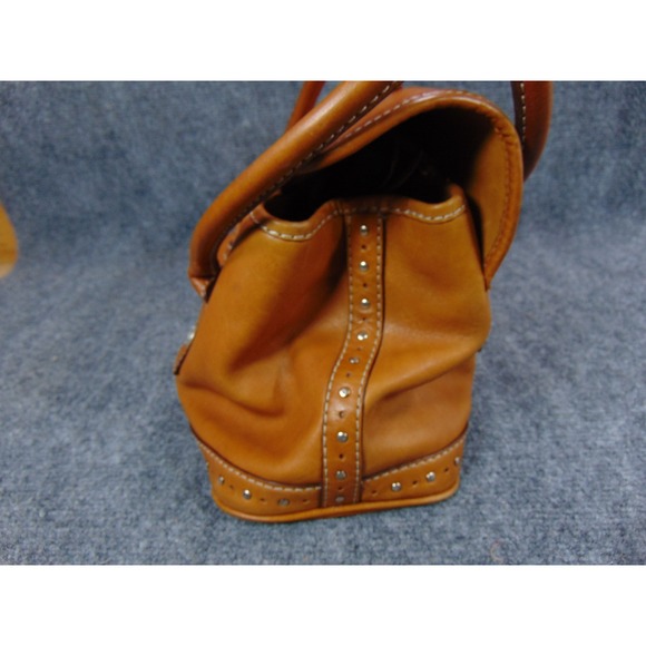 Dooney & Bourke Florentine Satchel Tan Leather Buckle Shoulder Bag FLAWS - Picture 7 of 16